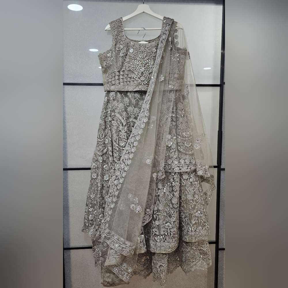 Elegant Silver Embroidered Lehenga